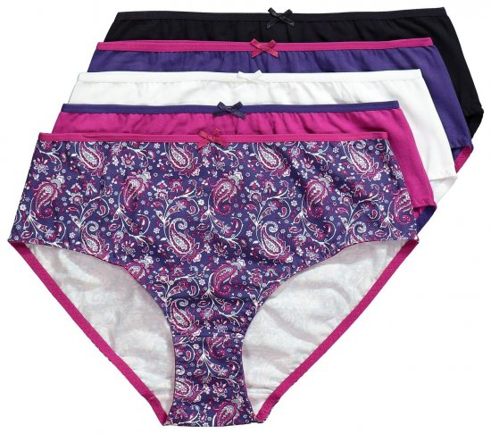 Ulla Popken 852935 Majtki w kwiaty 5 szt. Królewski błękit - Majtki - 