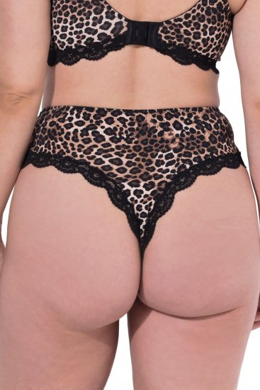 Ulla Popken 853106 Stringi w zwierzęcy wzór Czarna - Majtki - 