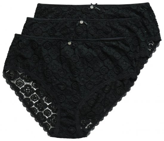 Ulla Popken 853495 Majtki w kwiaty 3 szt. Czarna - Majtki - 