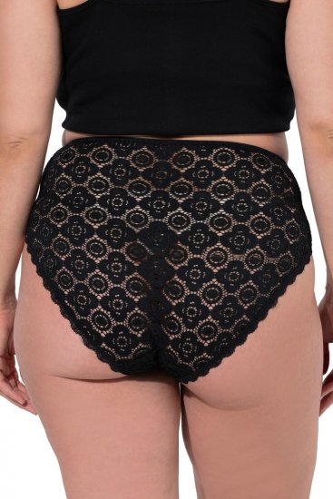 Ulla Popken 853495 Majtki w kwiaty 3 szt. Czarna - Majtki - 