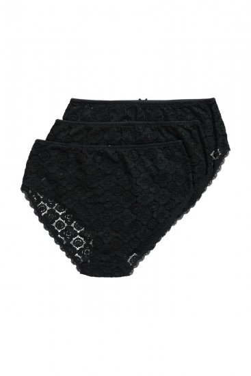 Ulla Popken 853495 Majtki w kwiaty 3 szt. Czarna - Majtki - 