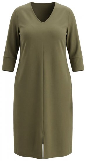 Ulla Popken 853510 Sukienka midi z kieszeniami Khaki - Sukienki midi - Sukienki midi w dużych rozmiarach