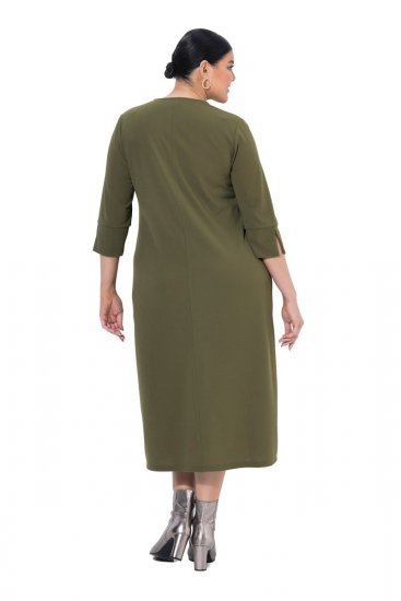 Ulla Popken 853510 Sukienka midi z kieszeniami Khaki - Sukienki midi - Sukienki midi w dużych rozmiarach