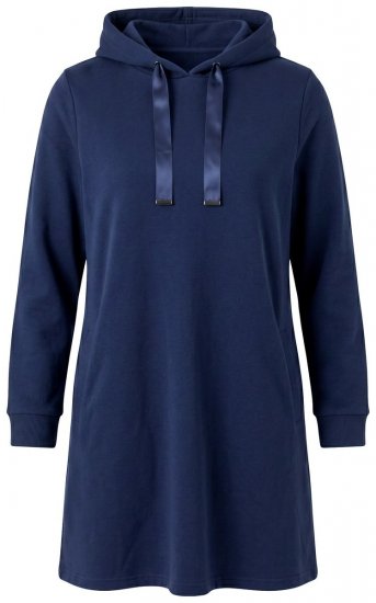 Ulla Popken 853652 Aksamitna sukienka z kapturem Granatowa - Sukienki wieczorowe - Wieczorowe sukienki plus size