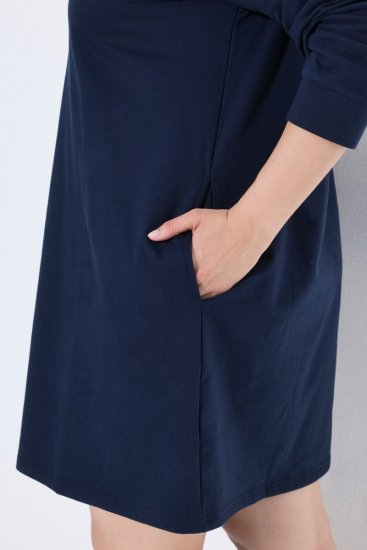 Ulla Popken 853652 Aksamitna sukienka z kapturem Granatowa - Sukienki wieczorowe - Wieczorowe sukienki plus size
