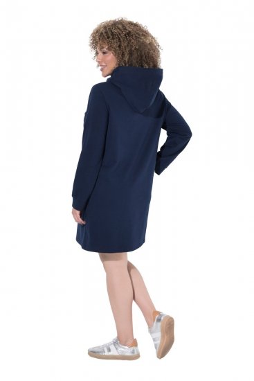 Ulla Popken 853652 Aksamitna sukienka z kapturem Granatowa - Sukienki wieczorowe - Wieczorowe sukienki plus size