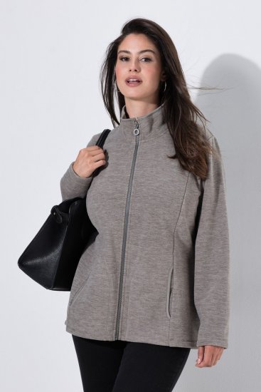 Ulla Popken 853668 Kurtka polarowa ze stójką Szara - Odzież polarowa - 