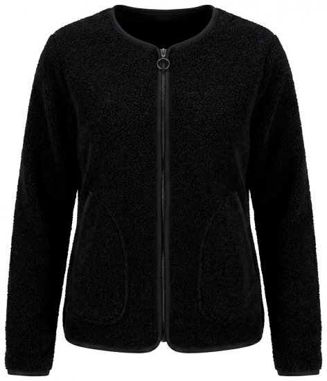Ulla Popken 853685 Krótka kurtka teddy z lamówką z imitacji skóry Czarna - Kurtki - Kurtki dla kobiet w dużych rozmiarach