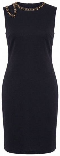 Ulla Popken 853766 Dopasowana sukienka bez rękawów z dżetami Czarna - Sukienki letnie - Letnie sukienki plus size