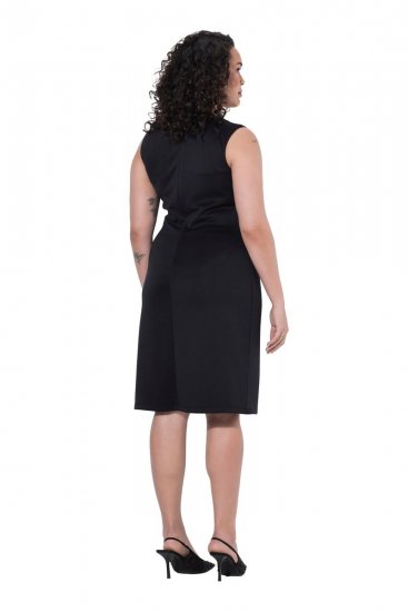 Ulla Popken 853766 Dopasowana sukienka bez rękawów z dżetami Czarna - Sukienki letnie - Letnie sukienki plus size