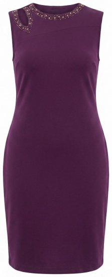Ulla Popken 853766 Dopasowana sukienka z dżetami Śliwkowa - Sukienki wieczorowe - Wieczorowe sukienki plus size
