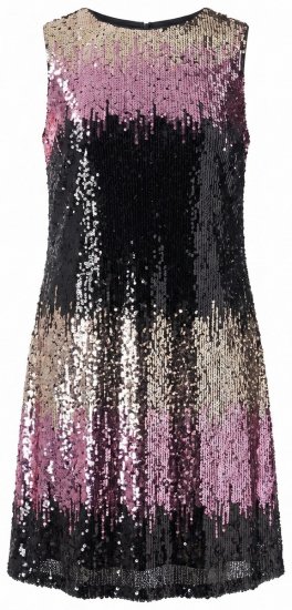 Ulla Popken 853768 Sukienka z cekinami w paski Czarna - Sukienki wieczorowe - Wieczorowe sukienki plus size