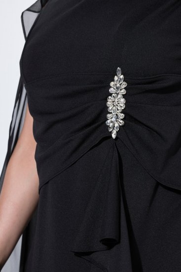 Ulla Popken 853774 Sukienka z falbanami Czarna - Sukienki wieczorowe - Wieczorowe sukienki plus size