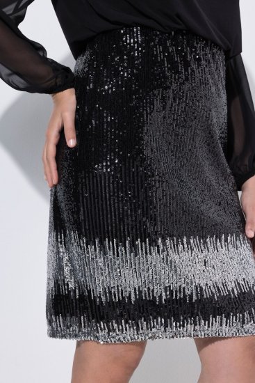 Ulla Popken 853810 Sukienka z cekinami Czarna - Sukienki wieczorowe - Wieczorowe sukienki plus size