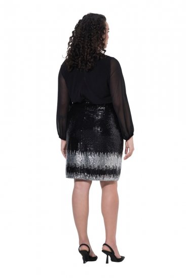 Ulla Popken 853810 Sukienka z cekinami Czarna - Sukienki wieczorowe - Wieczorowe sukienki plus size