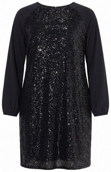 Ulla Popken 853871 Sukienka z cekinami Czarna - Sukienki wieczorowe - Wieczorowe sukienki plus size