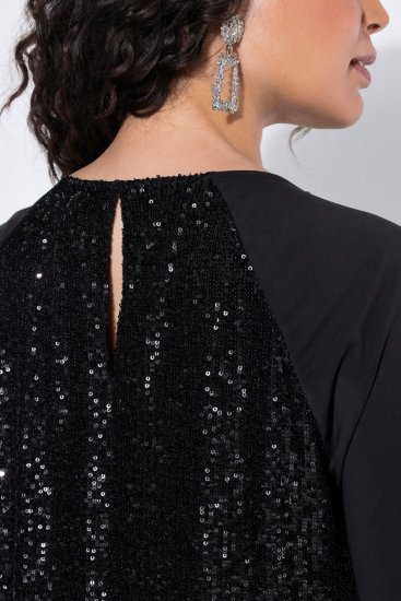 Ulla Popken 853871 Sukienka z cekinami Czarna - Sukienki wieczorowe - Wieczorowe sukienki plus size