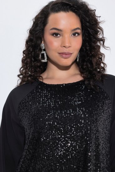 Ulla Popken 853871 Sukienka z cekinami Czarna - Sukienki wieczorowe - Wieczorowe sukienki plus size