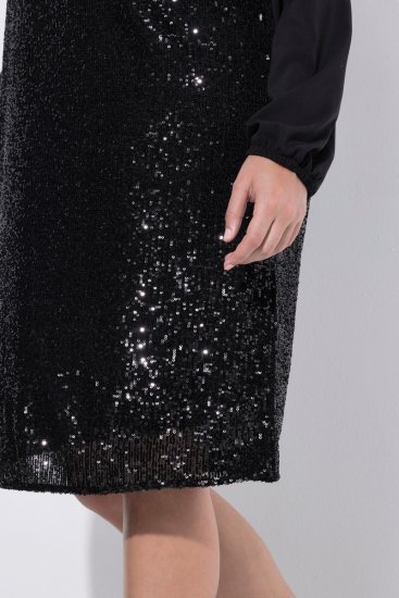Ulla Popken 853871 Sukienka z cekinami Czarna - Sukienki wieczorowe - Wieczorowe sukienki plus size