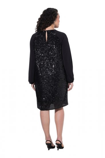Ulla Popken 853871 Sukienka z cekinami Czarna - Sukienki wieczorowe - Wieczorowe sukienki plus size