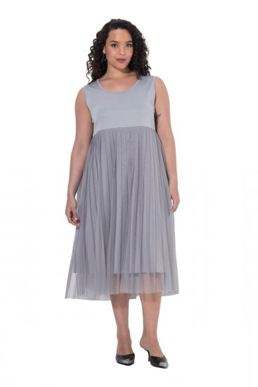 Ulla Popken 853879 Rozkloszowana sukienka midi Szara - Sukienki midi - Sukienki midi w dużych rozmiarach