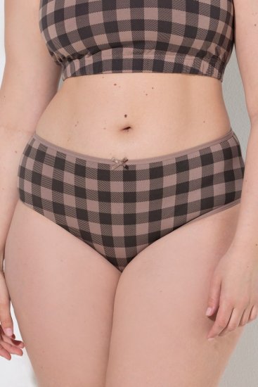 Ulla Popken 854114 Majtki w kratę 5 szt. Taupe - Majtki - 