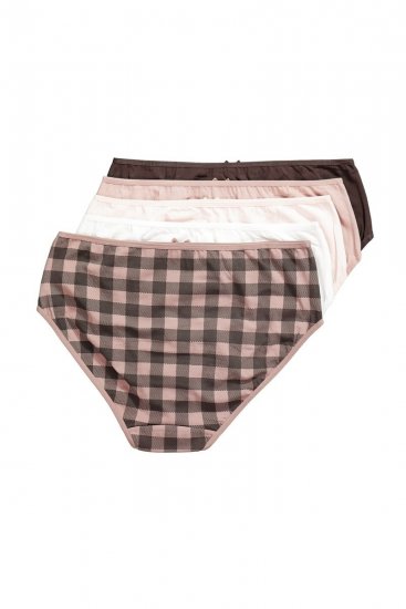 Ulla Popken 854114 Majtki w kratę 5 szt. Taupe - Majtki - 