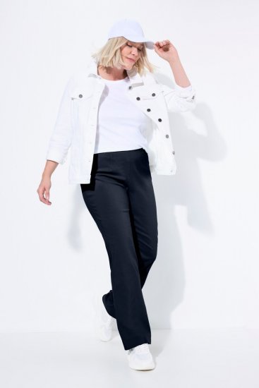 Ulla Popken 854910 Ciepłe spodnie ze stretchem z gumką w pasie Granatowa - Spodnie materiałowe - Szerokie spodnie damskie plus size