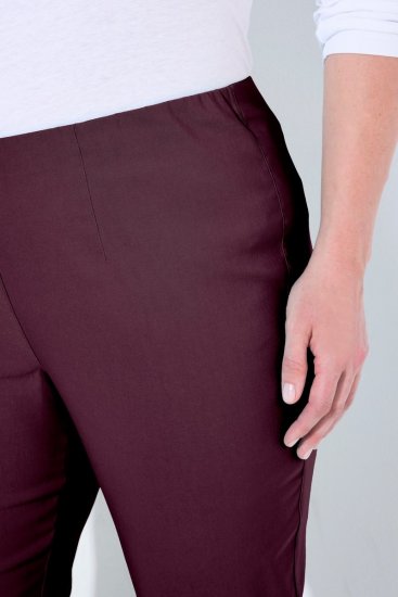 Ulla Popken 854910 Ciepłe spodnie ze stretchem z gumką w pasie Bakłażanowa - Spodnie materiałowe - Szerokie spodnie damskie plus size
