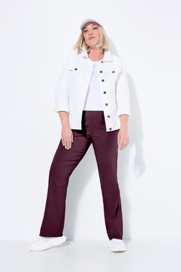 Ulla Popken 854910 Ciepłe spodnie ze stretchem z gumką w pasie Bakłażanowa - Spodnie materiałowe - Szerokie spodnie damskie plus size
