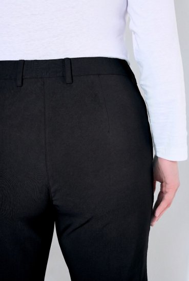 Ulla Popken 854987 Ciepłe spodnie ze stretchem z wygodnym pasem Czarna - Spodnie materiałowe - Szerokie spodnie damskie plus size
