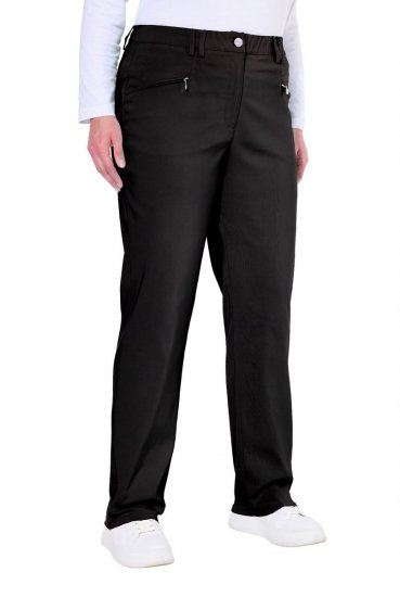 Ulla Popken 854987 Ciepłe spodnie ze stretchem z wygodnym pasem Czarna - Spodnie materiałowe - Szerokie spodnie damskie plus size