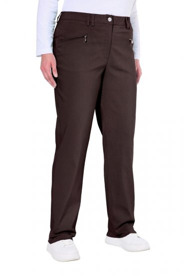 Ulla Popken 854987 Ciepłe spodnie ze stretchem z wygodnym pasem Mahoniowa - Spodnie materiałowe - Szerokie spodnie damskie plus size