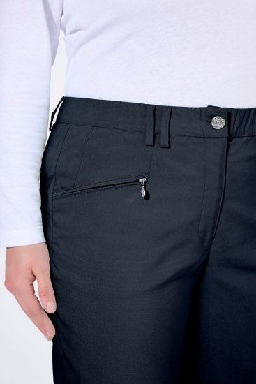 Ulla Popken 854987 Ciepłe spodnie ze stretchem z wygodnym pasem Granatowa - Spodnie materiałowe - Szerokie spodnie damskie plus size