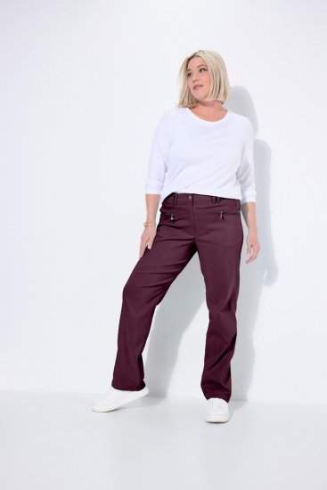 Ulla Popken 854987 Ciepłe spodnie ze stretchem z wygodnym pasem Bakłażanowa - Spodnie materiałowe - Szerokie spodnie damskie plus size