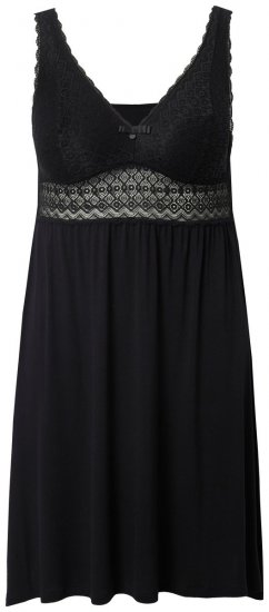 Ulla Popken 855428 Negliż z koronką Czarna - Koszule nocne - 
