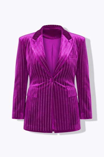 Ulla Popken 855499 Aksamitna marynarka z dżetami Magenta - Marynarki - Żakiety w dużych rozmiarach