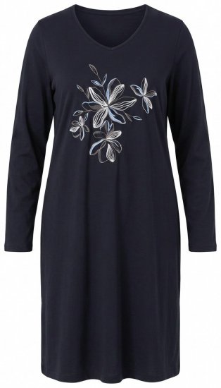 Ulla Popken 856132 Koszula nocna w kwiaty Czarna - Koszule nocne -