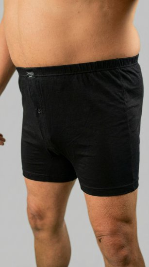 20 Nodi 935 Combed Cotton Jersey Boxer with Front Button Fly Black - Bokserki - Bokserki 2XL-12XL