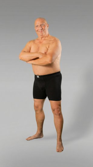20 Nodi 938 Stretch Cotton Boxer with Embroidered Long Leg Black - Bokserki - Bokserki 2XL-12XL