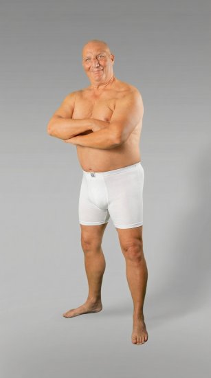 20 Nodi 938 Stretch Cotton Boxer with Embroidered Long Leg White - Bokserki - Bokserki 2XL-12XL