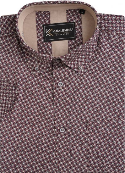 Kam Jeans 6280 All Over Geo Print Shirt Burgundy - Koszule - Koszule 2XL-10XL