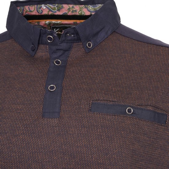 Kam Jeans 5490 Jersey Weave Contrast Polo Navy - Koszulki polo - Koszulki Polo 2XL-8XL