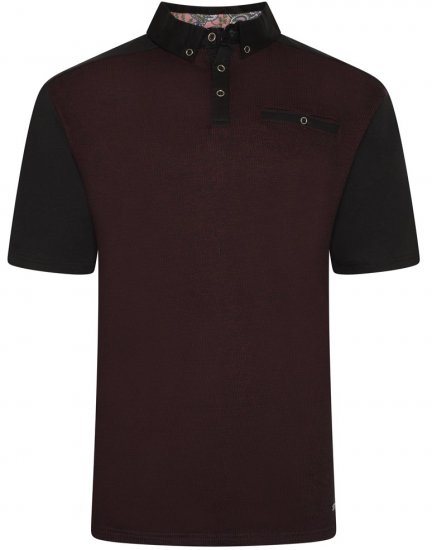 Kam Jeans 5490 Jersey Weave Contrast Polo Black - Koszulki polo - Koszulki Polo 2XL-8XL
