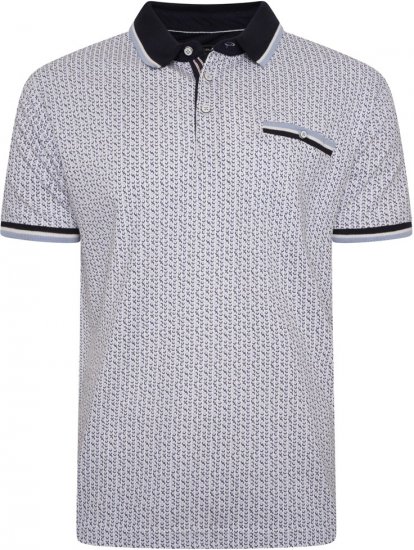 Kam Jeans 5487 Dobby Print Pique Polo White - Koszulki polo - Koszulki Polo 2XL-8XL
