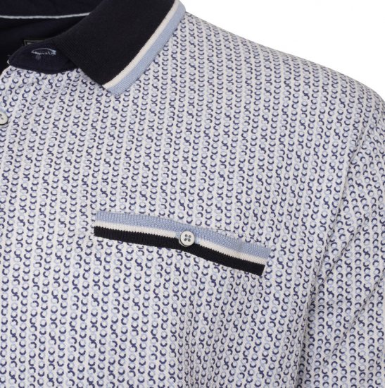 Kam Jeans 5487 Dobby Print Pique Polo White - Koszulki polo - Koszulki Polo 2XL-8XL