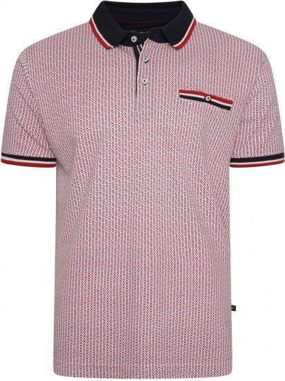 Kam Jeans 5487 Dobby Print Pique Polo Red - Koszulki polo - Koszulki Polo 2XL-8XL