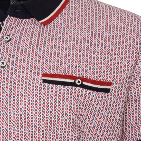 Kam Jeans 5487 Dobby Print Pique Polo Red - Koszulki polo - Koszulki Polo 2XL-8XL