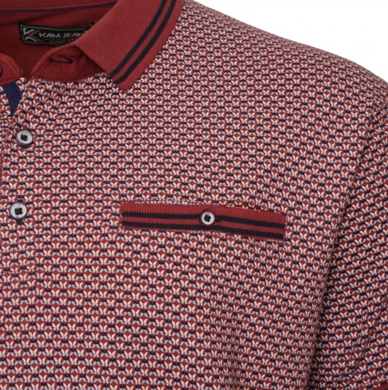  Kam Jeans 5488 Dobby Print Pique Polo Wine - Koszulki polo - Koszulki Polo 2XL-8XL