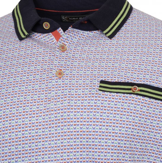 Kam Jeans 5488 Dobby Print Pique Polo Navy - Koszulki polo - Koszulki Polo 2XL-8XL